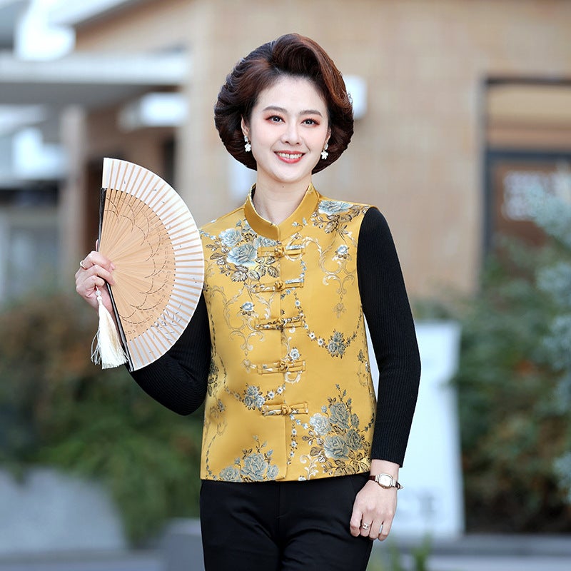 Chinese-Style Clasp Vintage Embroidered Vest Vest Sleeveless Jacquard Top High-End Temperament - Image 1